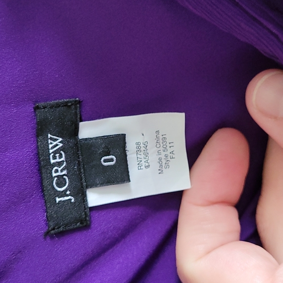 Purple JCrew silk dress siz 0 - Picture 4 of 7